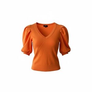 DKNY Vibrant Orange Puff Sleeve Blouse